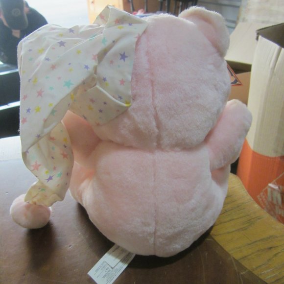 VTG PAIR OF BEARS, ONE PINk W/NIGHTCAP, ONE FUZZY BROWN, W/TAGS, READ ALL - Picture 8 of 14